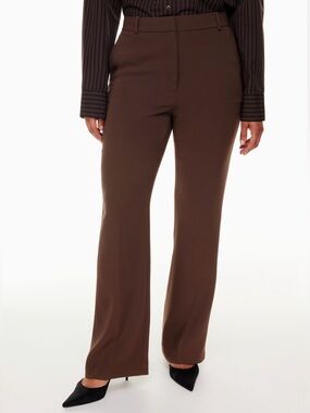 Babaton Brown High-Rise Wide-Leg Dress Pants
